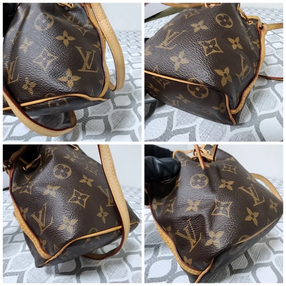 Authentic LOUIS VUITTON Monogram Nano Noe Bucket Bag Brown/Beige